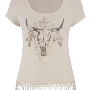 Maurices Cream Graphic Fringe Tee
